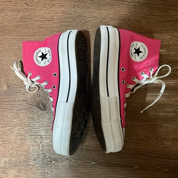 Women’s Converse Pink High-Top Platform Sneakers Sz 8/EU 39 - Picture 3 of 12